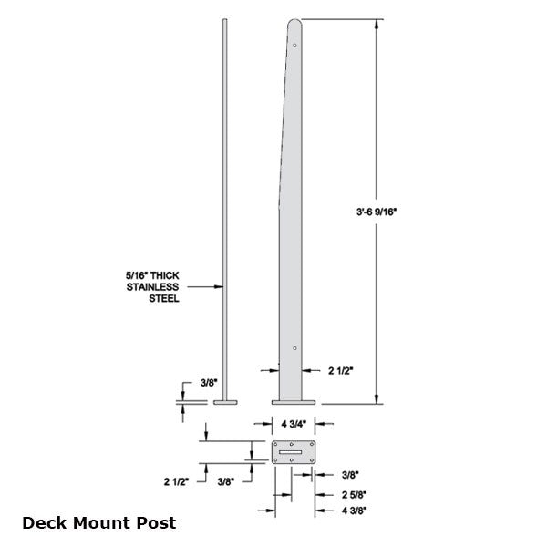 InvisiRail Invisipost 42" surface mount (colour options) In Canada