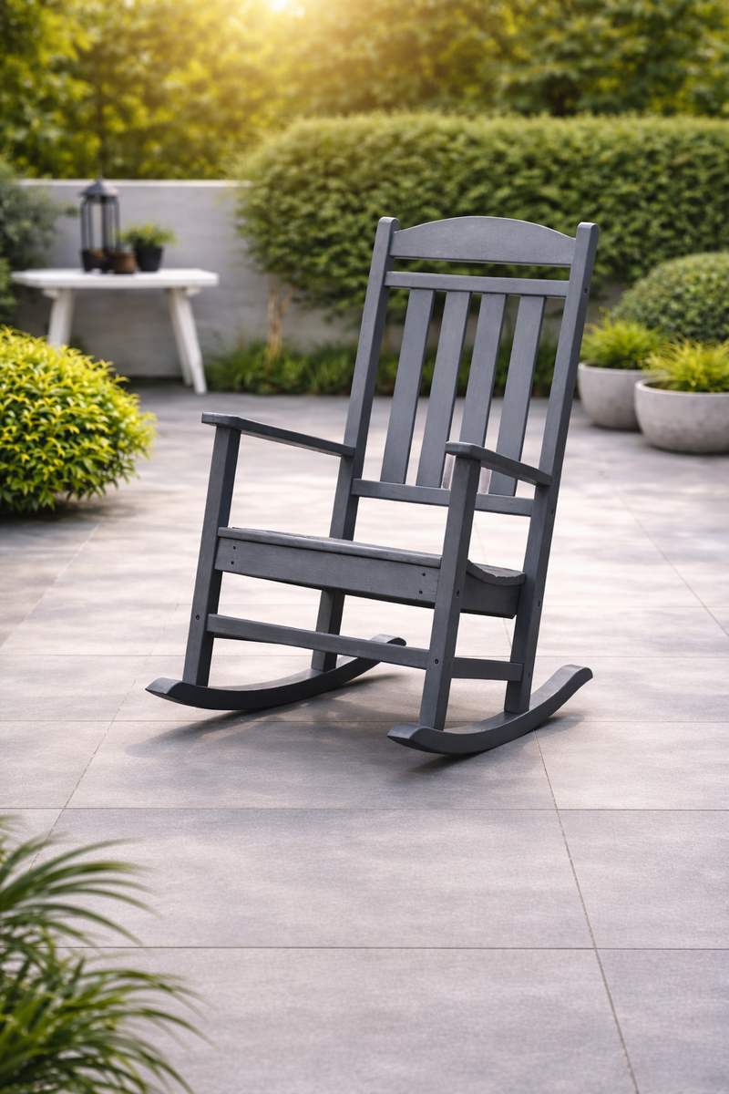 Huydraulic Rocking Chair HDPE Outdoor Rocking Chair – All-Weather Patio & Porch Rocker