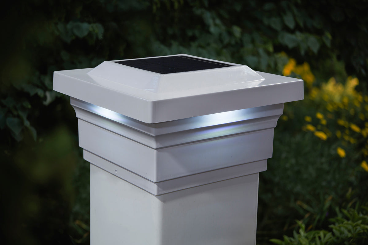CLASSY CAPS 5x5 WHITE PVC MAJESTIC SOLAR POST CAP
